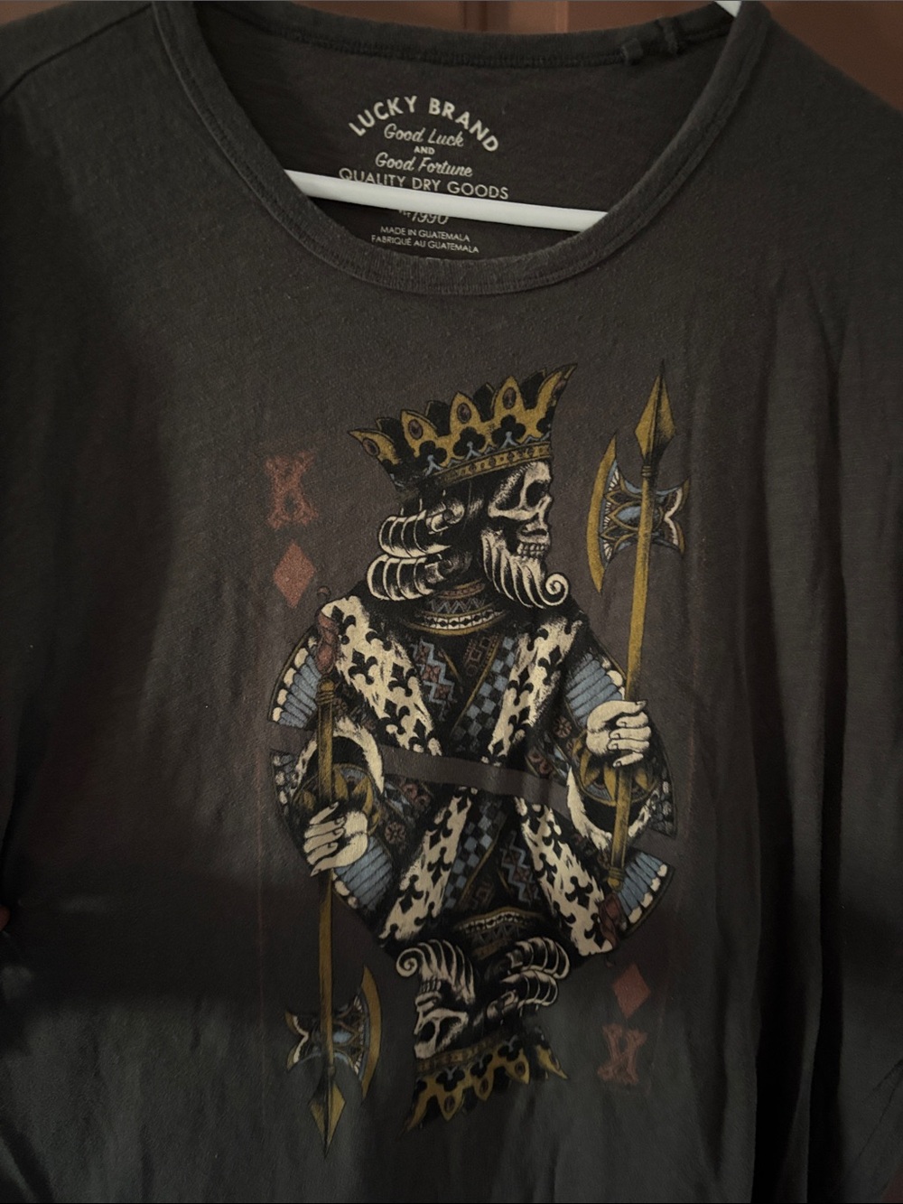 Lucky Brand Men’s Black Graphic King Skull Long Sleeve Tee